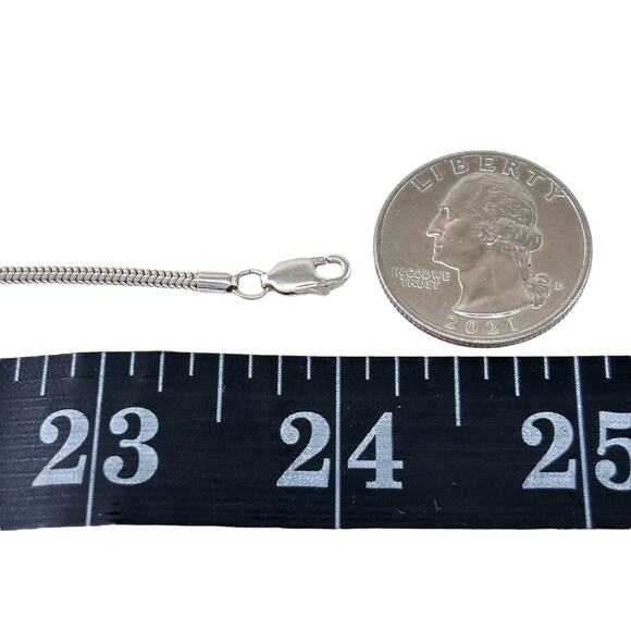 Snake Chain Necklace | Vintage Sterling Silver 925 | 24" - Picture 2 of 3